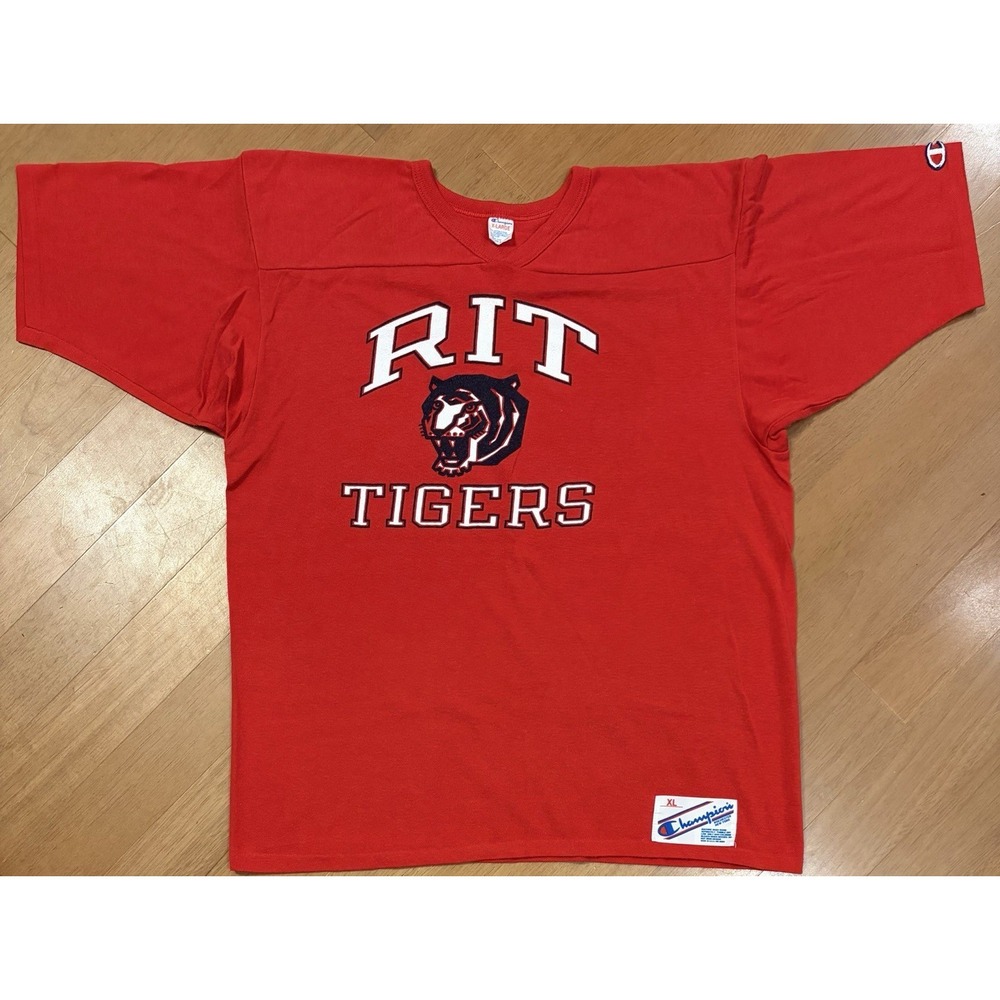 Vintage Champion Jersey XL Made In USA Red Classic Authentic RIT Memorabilia EUC